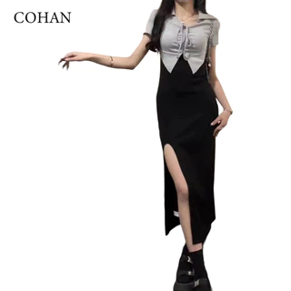 Cohan DR117/118/119/120 Mini BodyCon Dress Sexy Lengan Panjang & Pendek Korean Style Hitam Brown S/M/L/XL/2XL