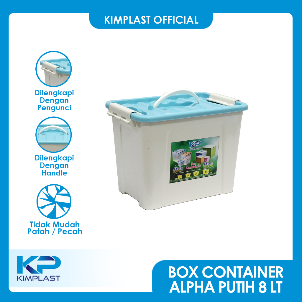 Jual KIMPLAST Box Container 8 Liter Alpha Putih/ Dengan Pegangan Handle ...