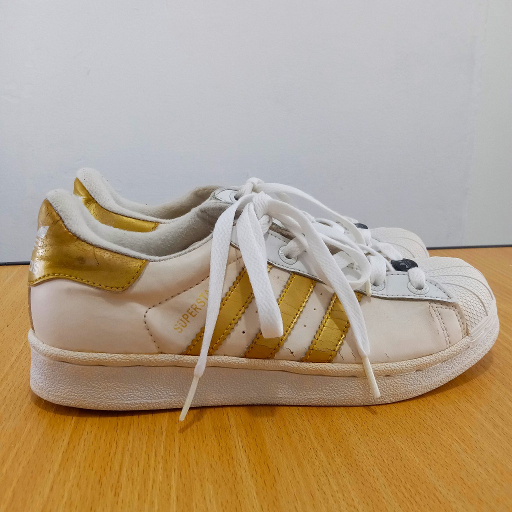 Jual adidas superstar white gold best sale