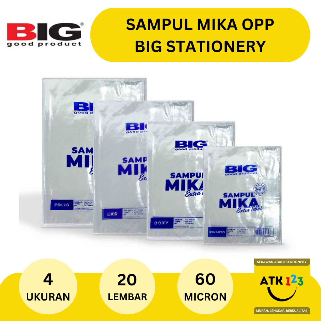 Jual Big Sampul Buku Plastik Mika Opp Tebal 50 Mikron Kwarto 2o Lembar