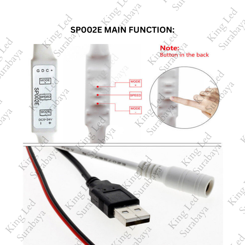 Jual (10 PCS) Mini Controller SP002E LED Strip Modul 12V 24V Flexible 3 ...