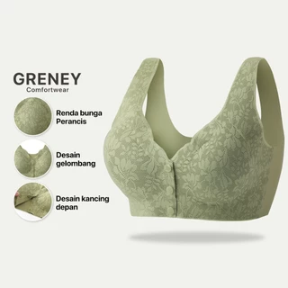 GRENEY-L.W.L-Bra Rompi Renda Kancing Depan Pakaian Dalam Push Up Bra Wanita Sport Tanpa Kawat Busa-89697