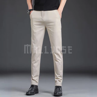 Mallvose - Celana Pria Chino Premium Panjang 100cm Cream Slimfit