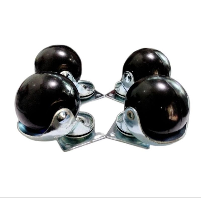 Jual Roda Caster Karet Bulat Hitam Hidup PVC 2