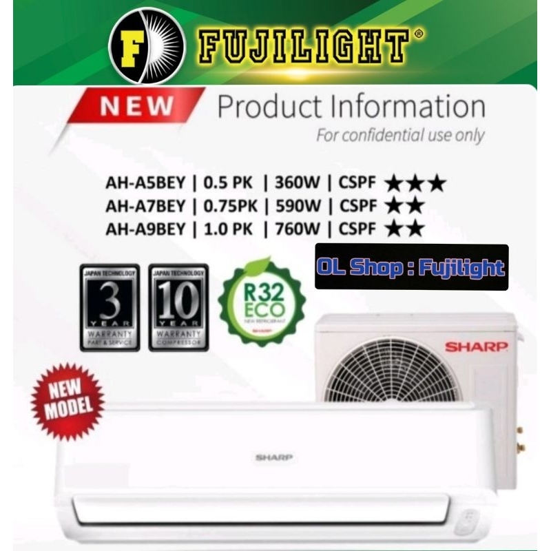 Jual AC Sharp 1/2PK 05BEY dan 1PK 09BEY Standar R32 dan 365Watt ...