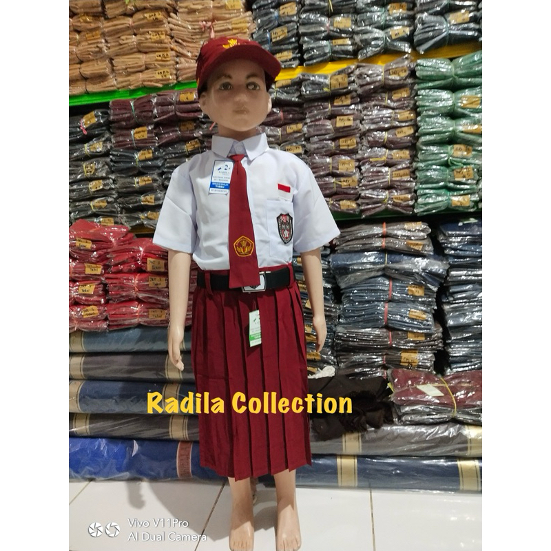 Jual Seragam Sekolah Paket Lengkap Baju Putih Pendek Rok Merah Pendek ...