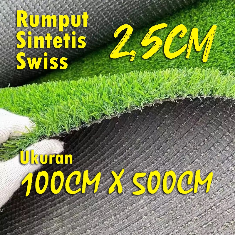 Jual Rumput Sintetis Swiss 2,5Cm Ukuran 100Cm x 500Cm | Shopee Indonesia