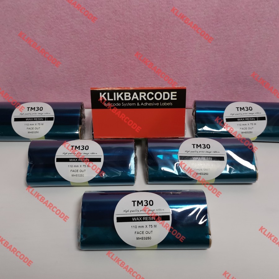 Jual ribbon pita printer wax resin ukuran 110 x 75 meter. face out ...