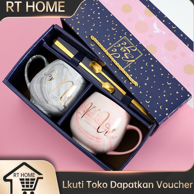 Jual Telah Hadir Set kotak hadiah gelas keramik couple gaya eropa utara ...