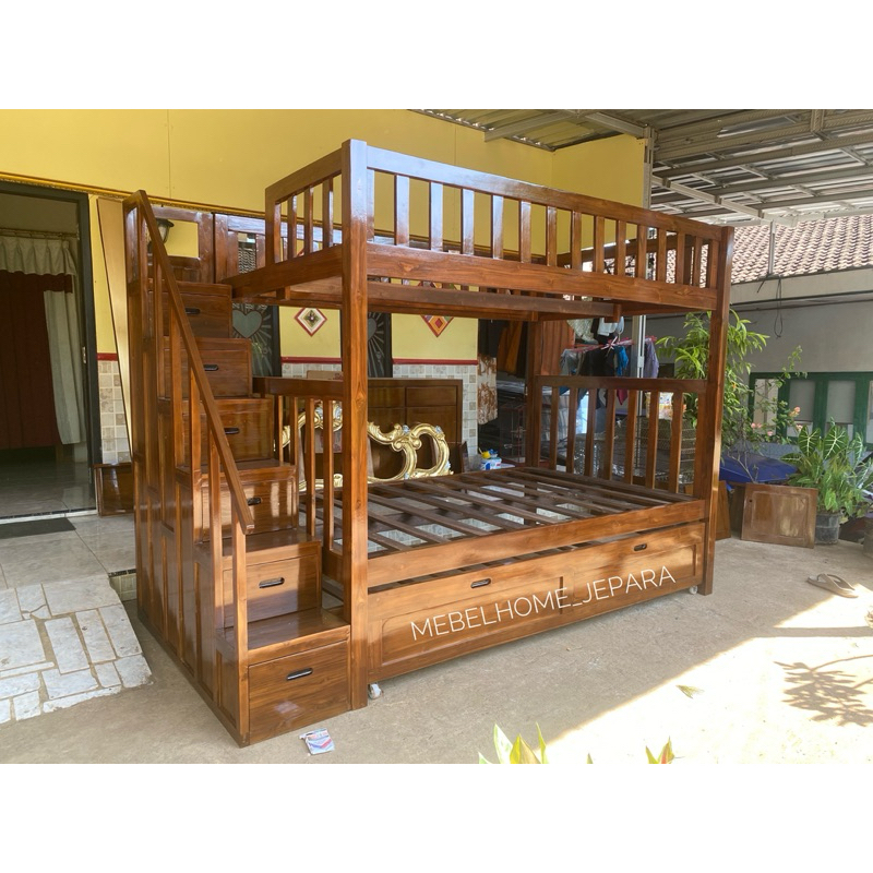 Jual Dipan Tingkat Kayu Jati Uk Bed 90x200 Dipan Tingkat Kayu Jati