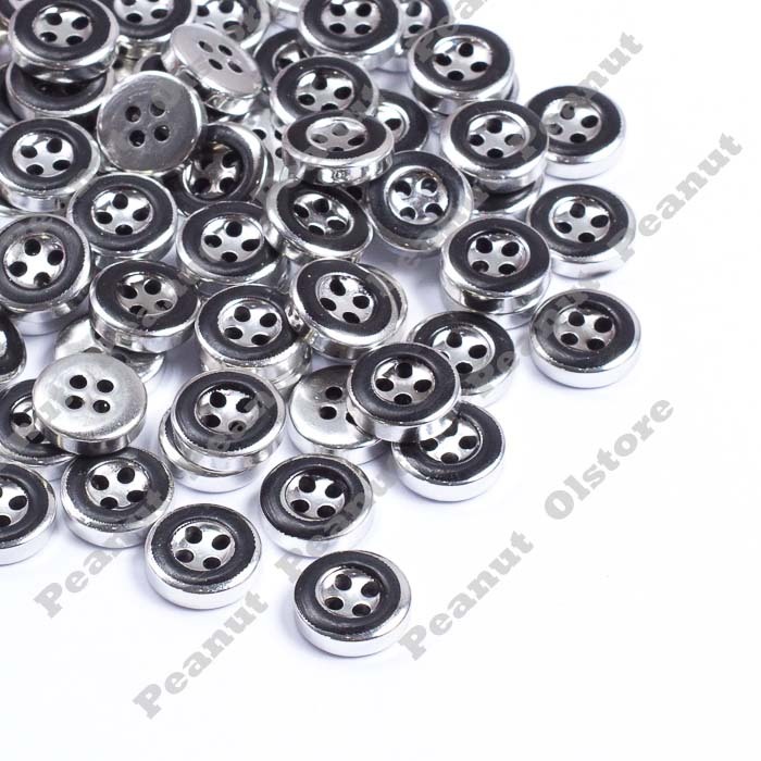 Jual [ 6 BIJI ] Kancing Kemeja 1,1cm perak hitam | Shopee Indonesia