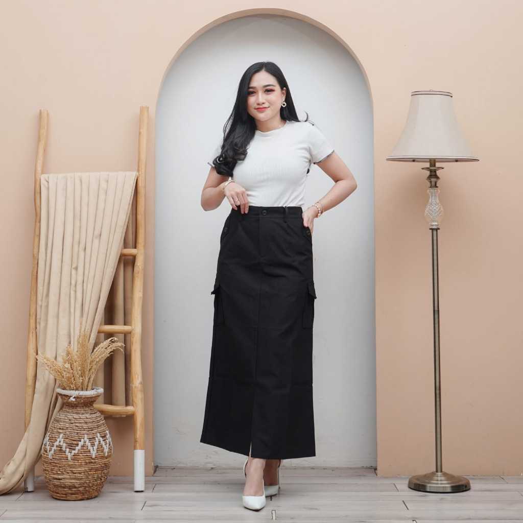 Jual Rok Cargo Belah Skirt Korean Style Wanita Kekinian | Shopee Indonesia