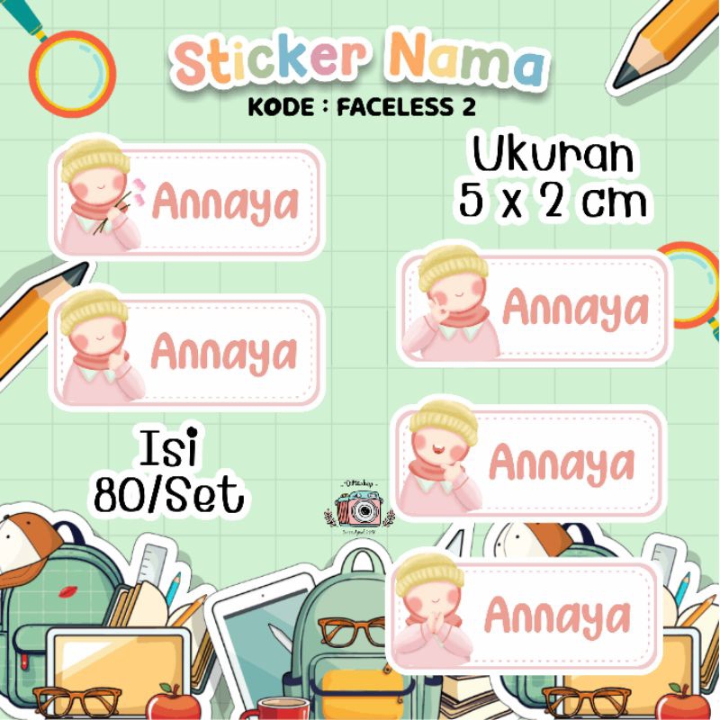 Jual Sticker Nama / Mapel Karakter Isi 40 - 80pcs - Sticker Custom ...