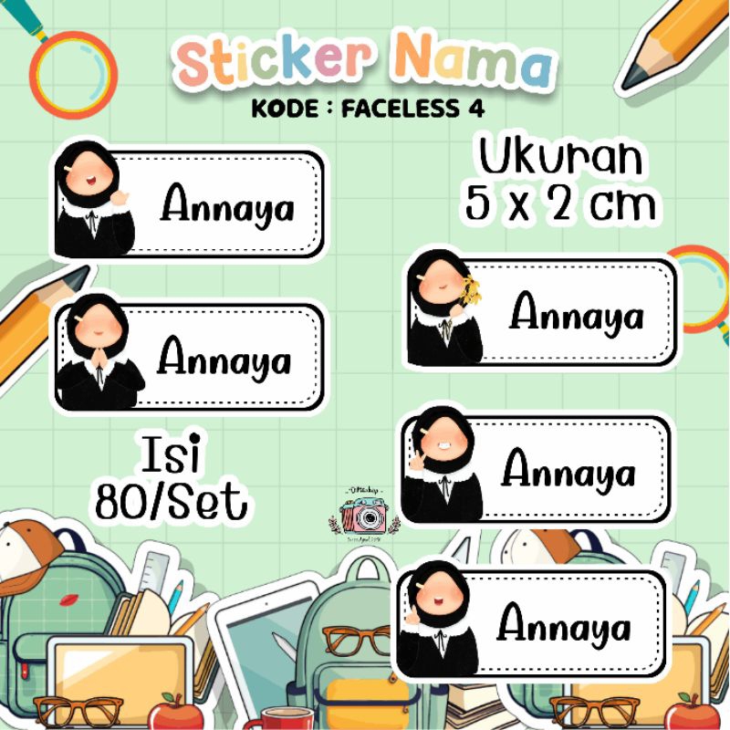 Jual Sticker Nama / Mapel Karakter Isi 40 - 80pcs - Sticker Custom ...