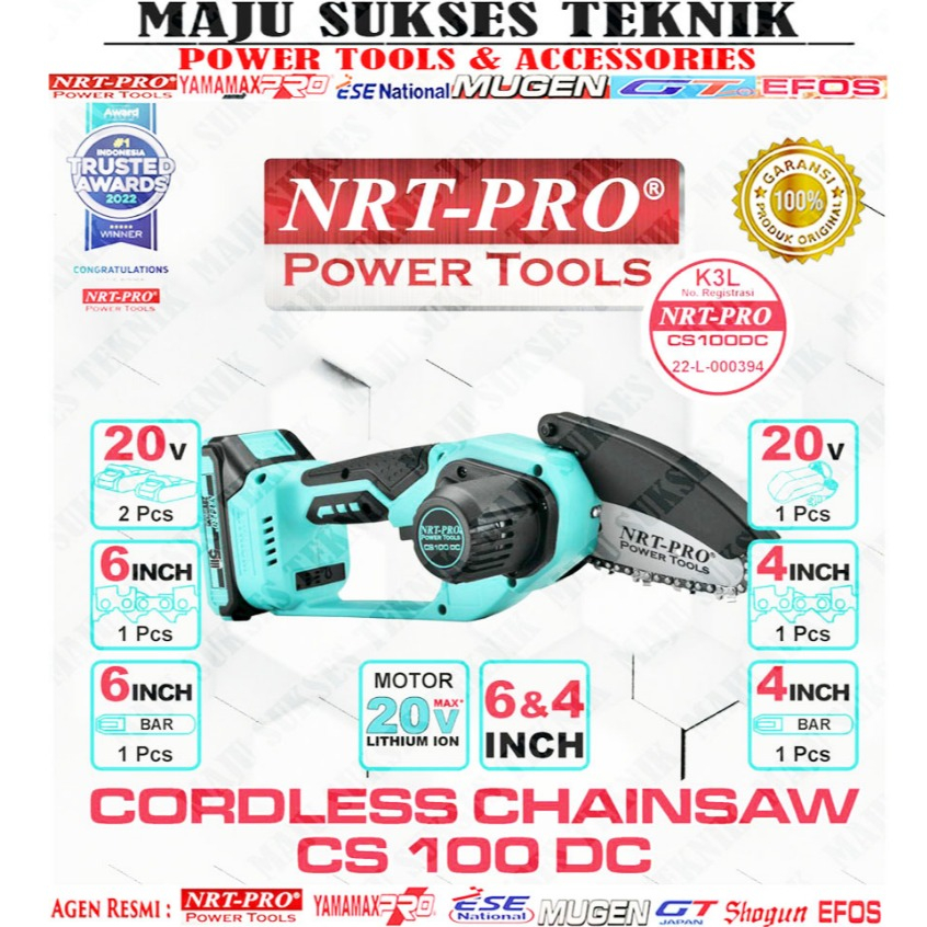 Jual NRT PRO CS 100 DC Mini Chainsaw Cordless 6 & 4 Inch Baterai ...