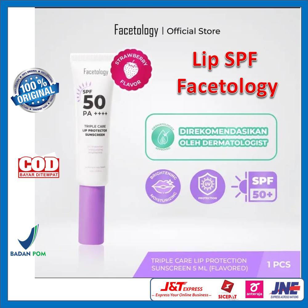 Jual Lip SPF Facetology Triple Care Lip Protector Sunscreen Unflavor ...