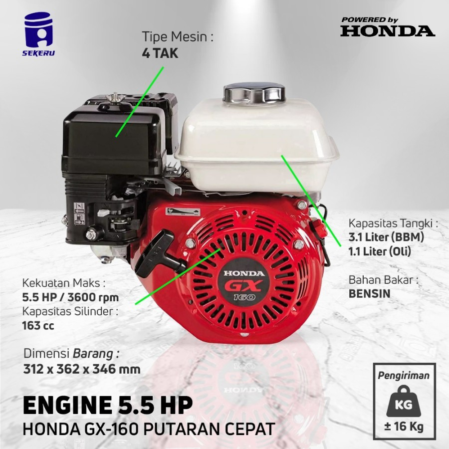 Jual Mesin Penggerak Engine Bensin Serbaguna Honda 55 Hp Gx 160 Gx160