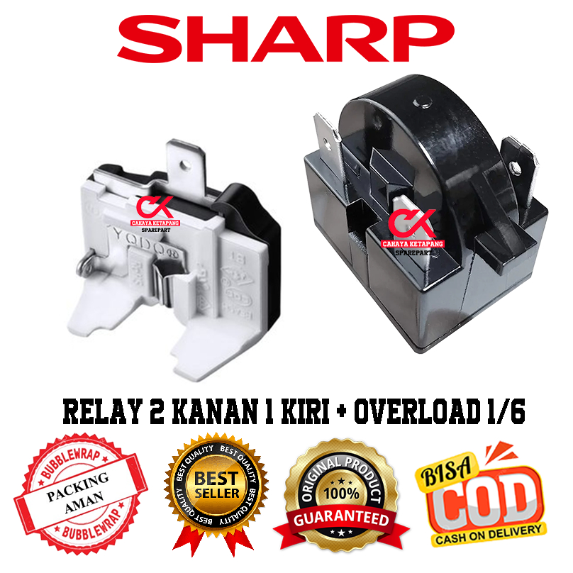 Jual Relay 3 pin + ptc overload kulkas Sharp 1 pintu / 2 pintu | Shopee ...