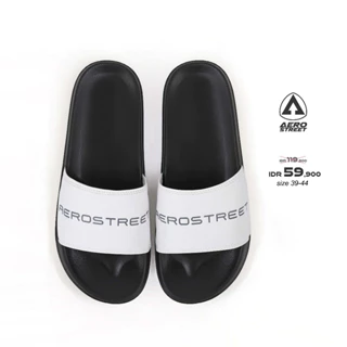 Aerostreet 39-44 Calvin Hitam Putih - Sandal Selop Pria Wanita BAAAA