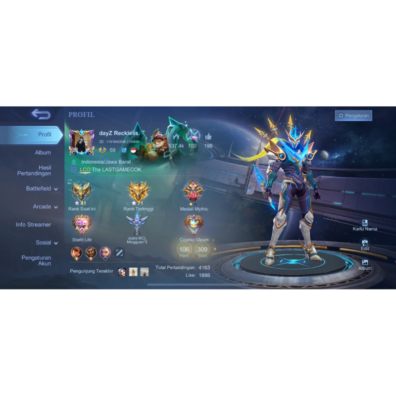 Jual Akun MLBB Sultan Shopee Indonesia