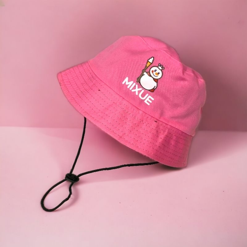 Jual Topi Mixue | Topi Bucket Anak Model Mixue Ice Cream | Shopee Indonesia