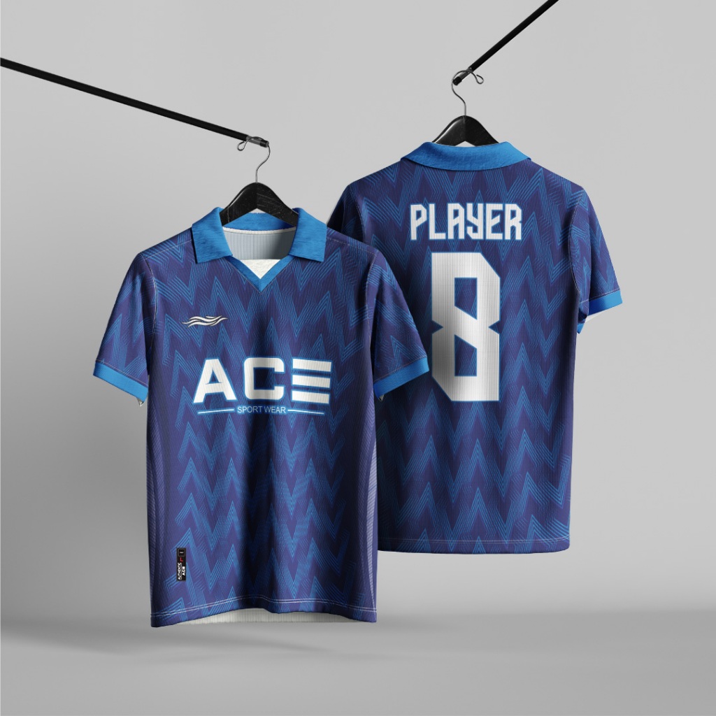 Jersey Retro Futsal Bola Biru Elegan Full Print Premium Free Request Nama  Nomor Logo (Bisa Satuan)
