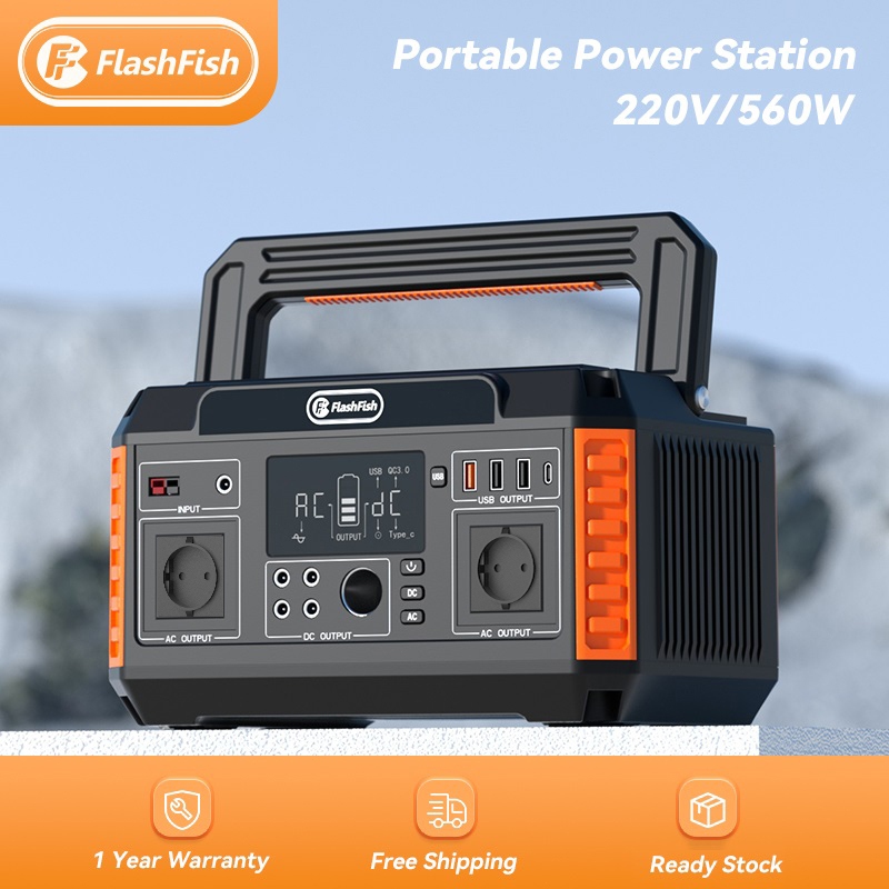 Jual 560W 520Wh | Flashfish Portable Power Station Solar Panel ...