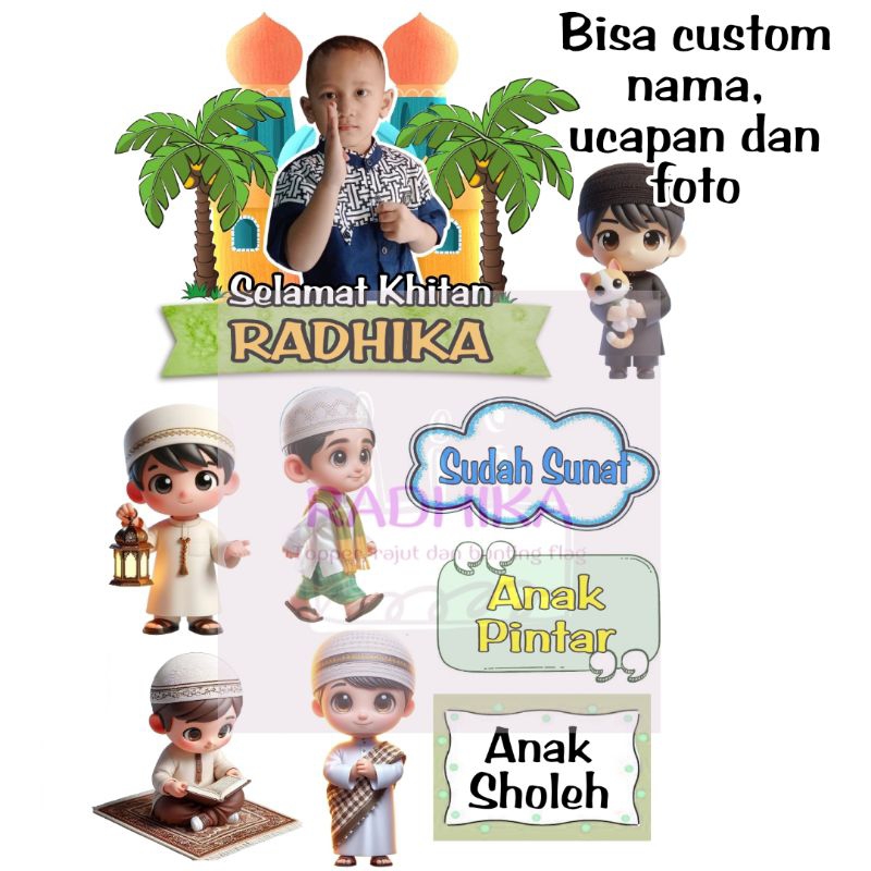 Jual Topper Khitanan sunatan Gemoy lucu custom nama foto | Shopee Indonesia