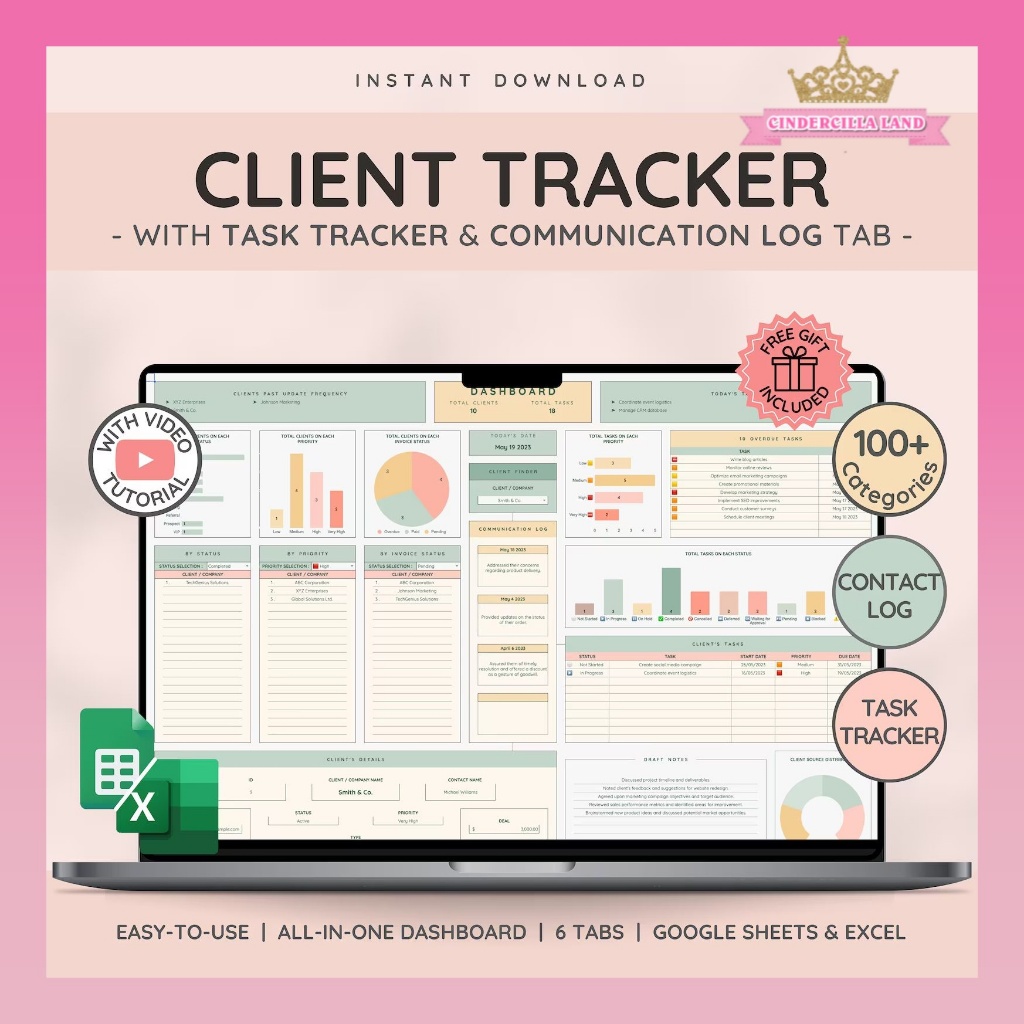 Jual CINDERCILLA LAND Client Tracker & Management Spreadsheet for Small ...