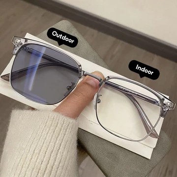 Kacamata Photochromic Anti Radiasi Bagi Laki Dan Perempuan Setengah Bingkai Rektangular