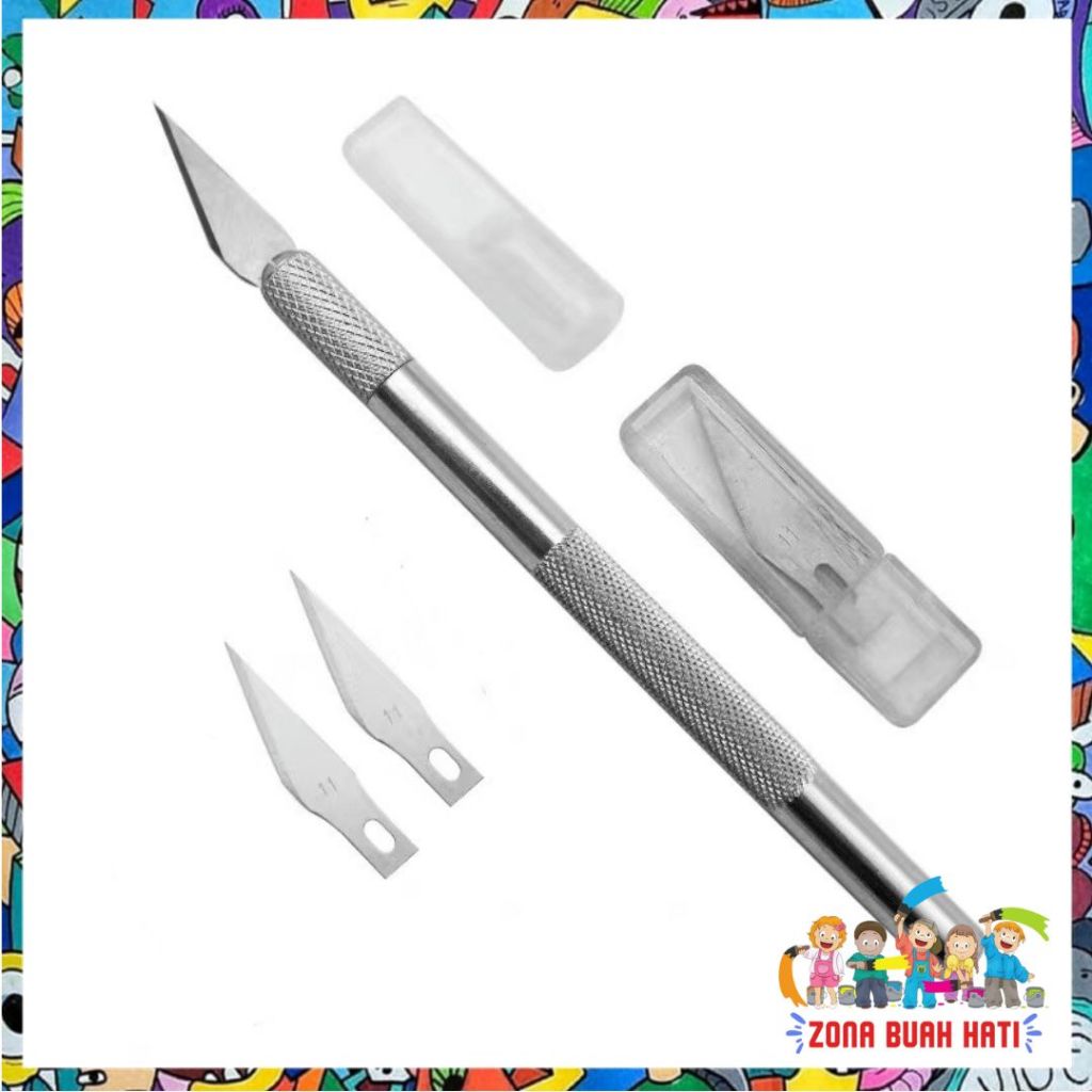 Jual ZBH Pisau Ukir Seni 5 isi Cutter Hobby Crafting Art Knife Metal ...