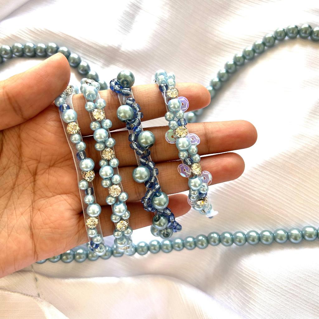 Jual Payet Rangkai Mutiara Biru Muda Denim Series Harga Per Cm Shopee Indonesia