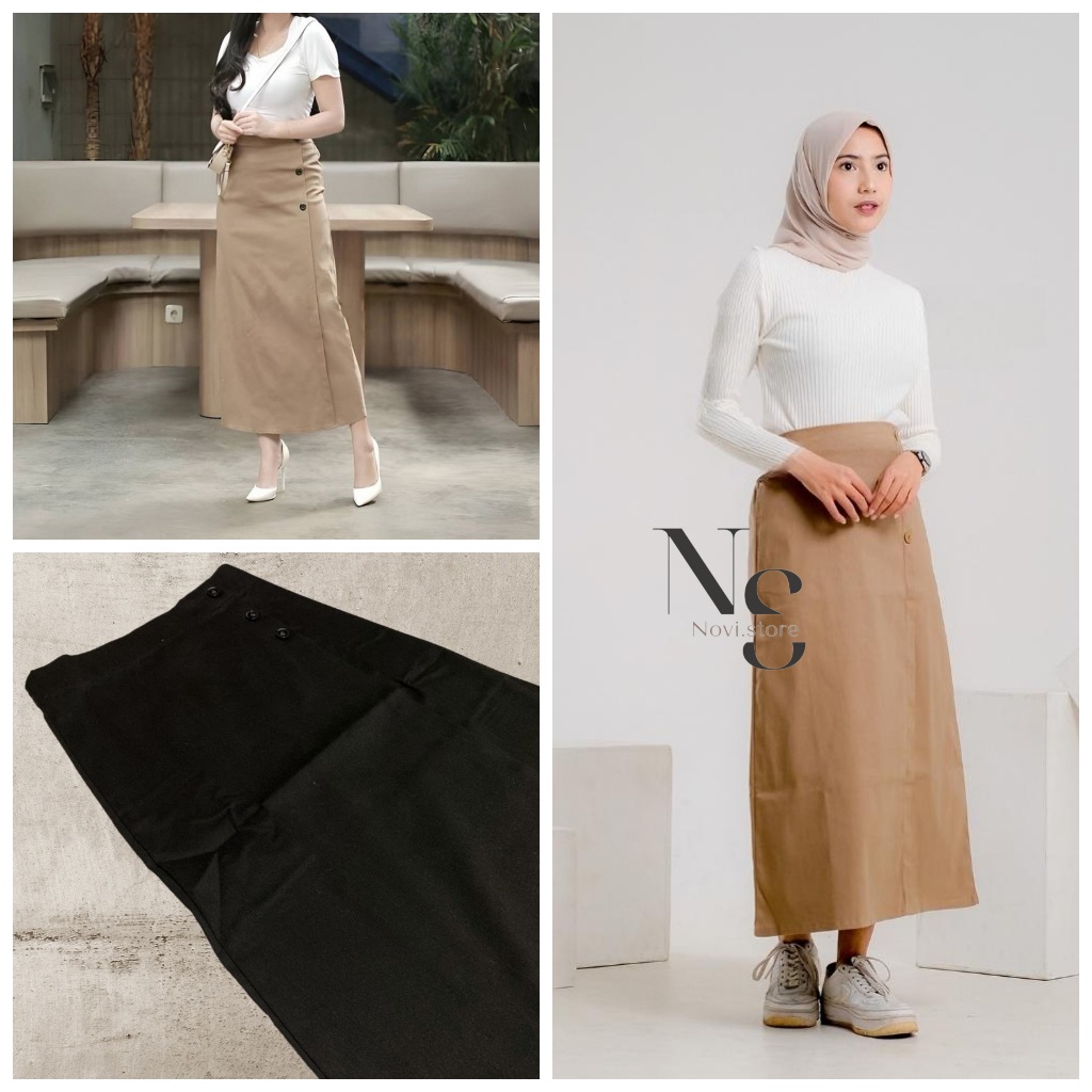 Jual Premium Rok Cargo Panjang Wanita Luna Skirt Korean Style Span ...