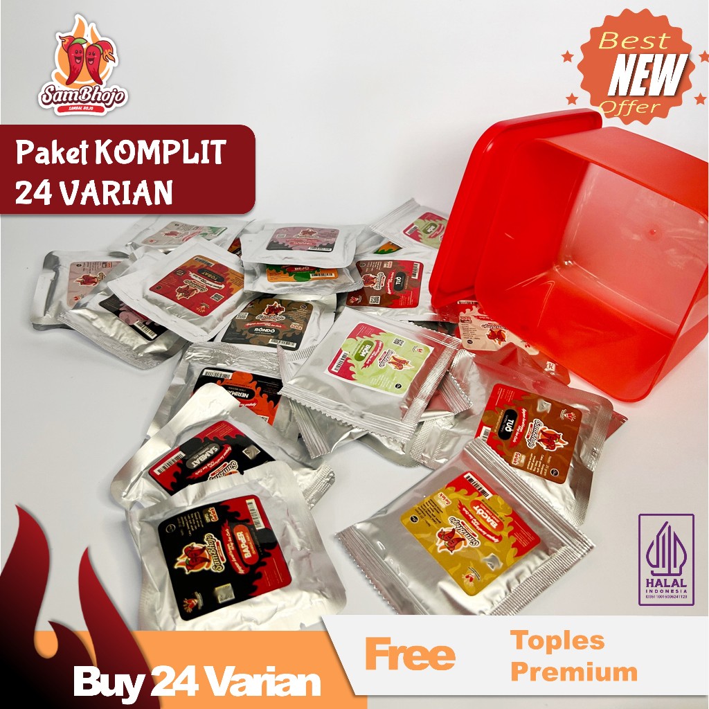 Jual Sambhojo Paket Box Sambal Sachet All Varian 24 Pcs Gratis