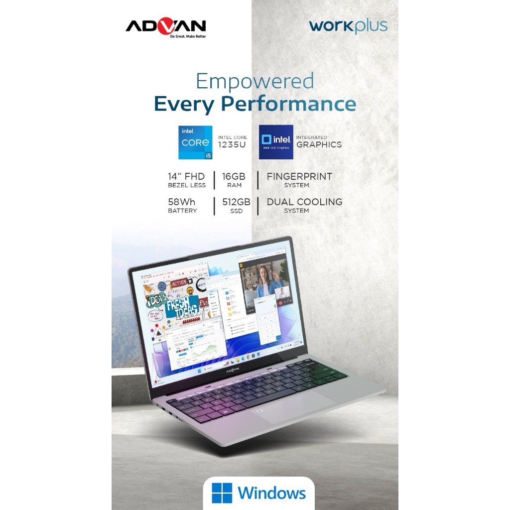 Jual Laptop Advan Workplus RAM 16GB 512GB Notebook Intel i5 Gen 12 ...
