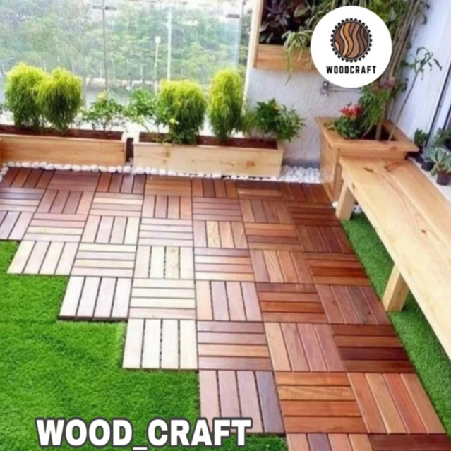 Jual PROMO TERMURAH!!! DECKING TILE LANTAI KAYU JATI MOTIF LURUS BESAR