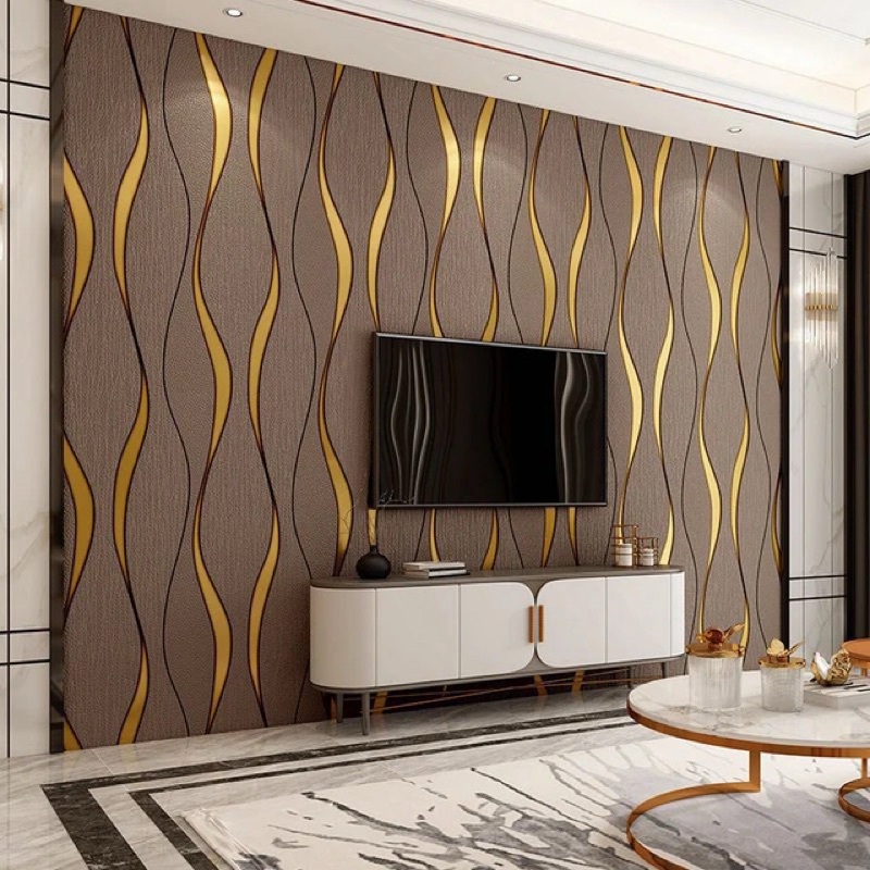 Wallpaper Dinding Ruang Tamu Dan Kamar Motif Ulir Abstrak Wave Klasik Panjang 8 Meter x Lebar 45cm