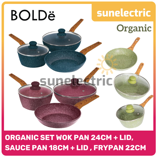 Jual BOLDe Organic Set Pan Cookware 5 Pcs Set Granite Coating (Saucepan ...