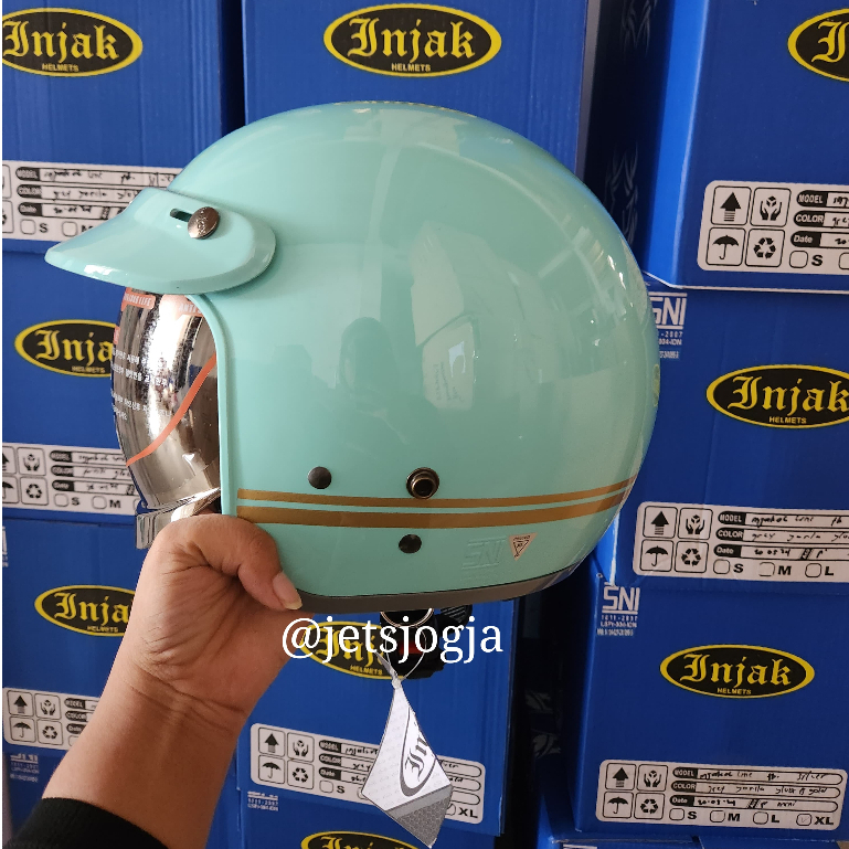 Jual Helm Injak Open Face Helm Bogo Retro Injak Kaca Dalam