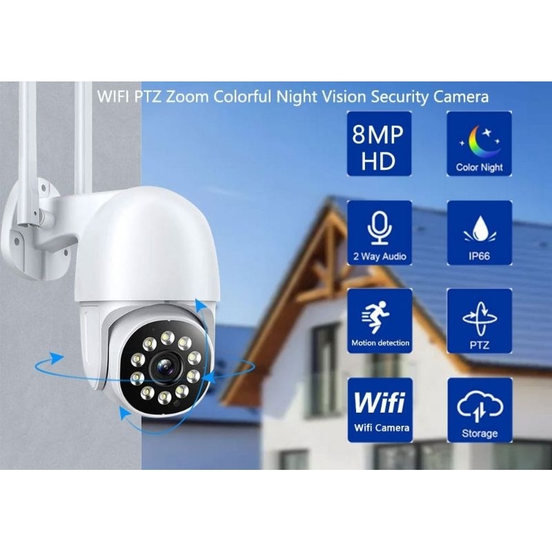 Jual IP CAMERA PTZ OUTDOOR V380 PRO CCTV IP CAMERA 8MP WIFI FULL