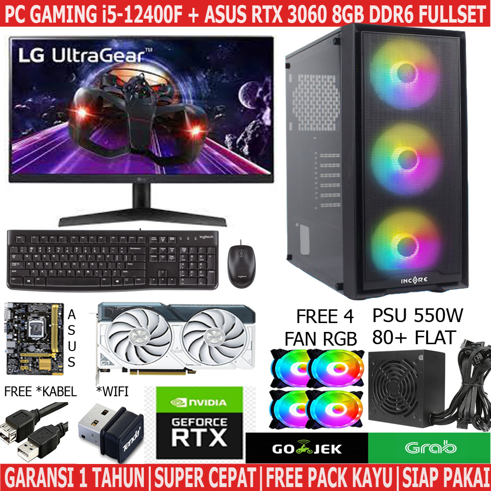 Jual RAKITAN PC/KOMPUTER GAMING/LIVE/VIDEO/EDIT i5 12400F RTX 3060 DUAL ...
