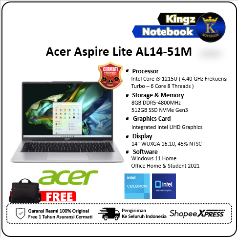 Jual Acer Aspire Lite Al M Core I U Gb Gb Intel Uhd