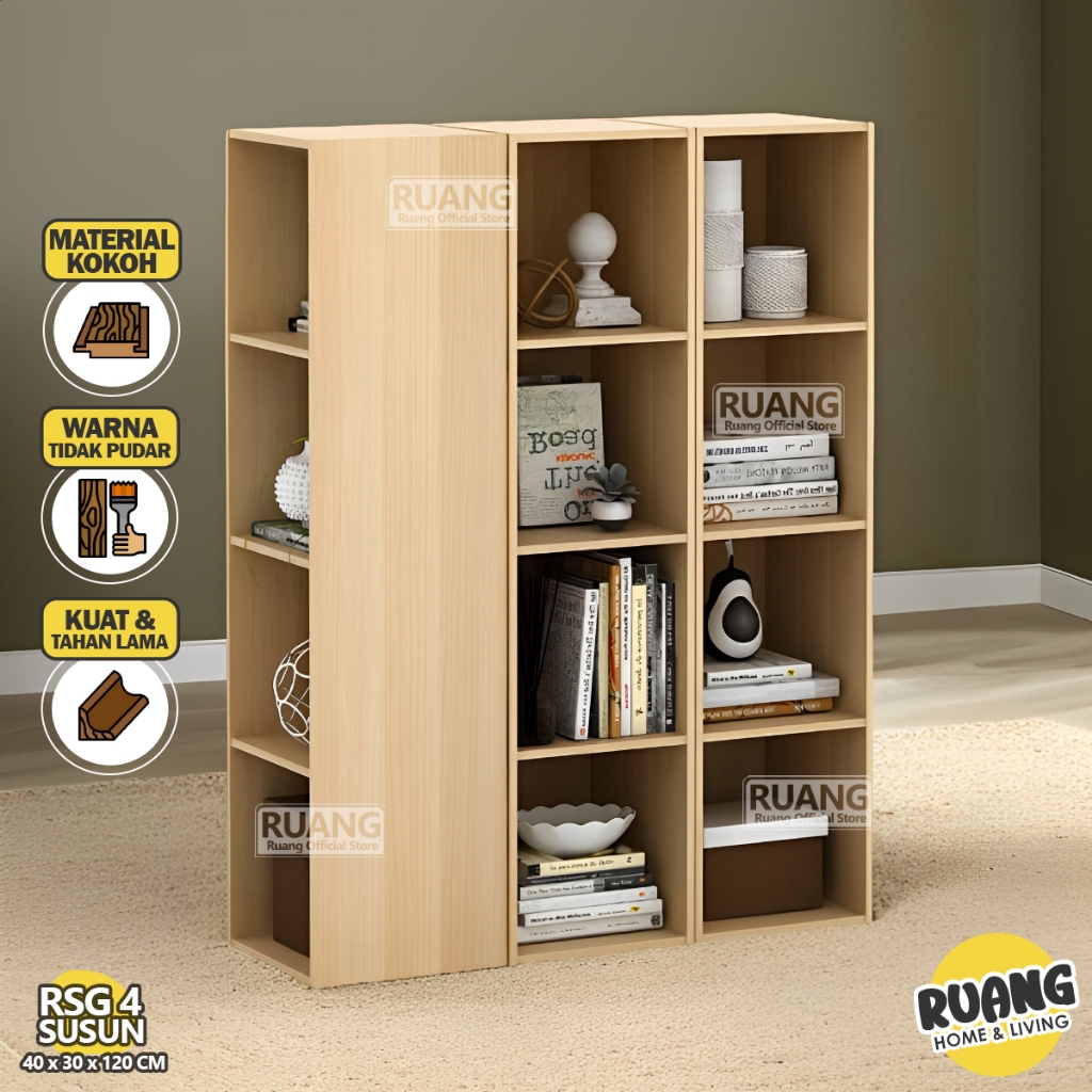 Jual RSG 4 - Rak Buku Lemari Book Rack Rak Serbaguba 4 Susun Kayu Murah ...