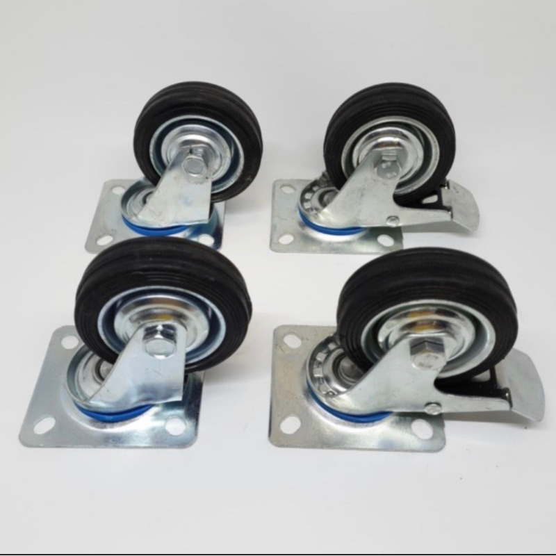 Jual Roda Etalase 4 inch / Roda trolley / Roda karet ( 2 Rem 2 Hidup ...