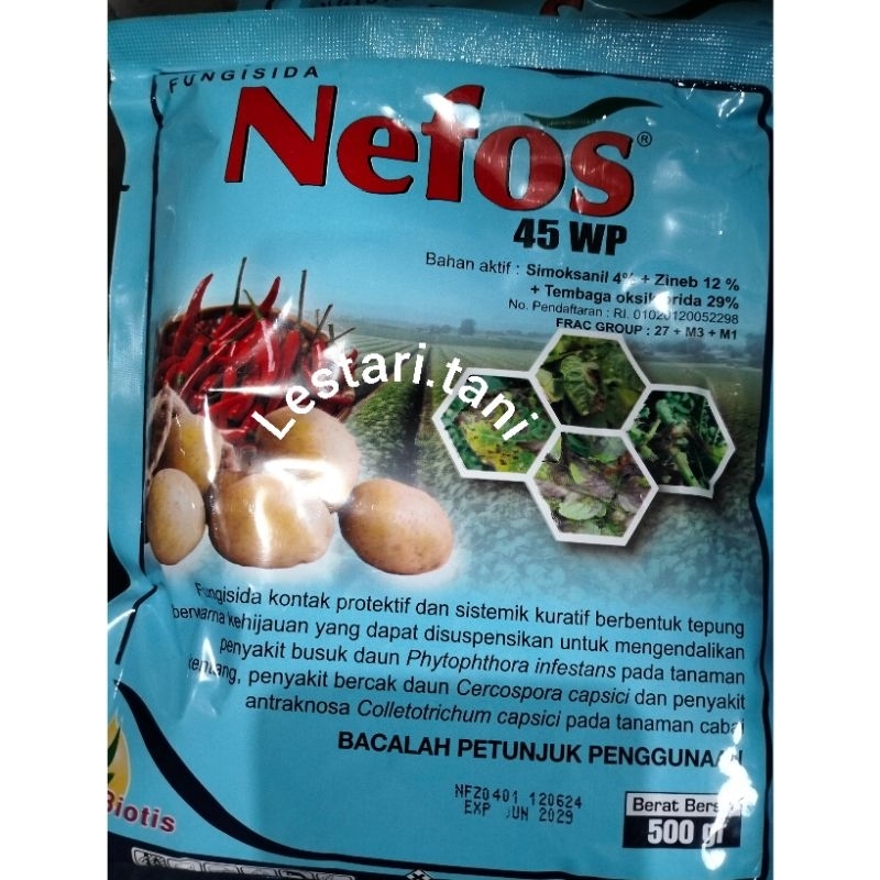 Jual NEFOS 45 WP 500gr,fungisida mengendalikan busuk daun | Shopee ...