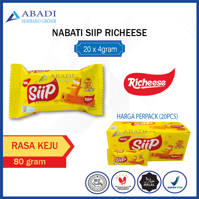 Jual Richeese Nabati SIIP Keju 1 Pak 1 Box 20pcs 4gram | Shopee Indonesia