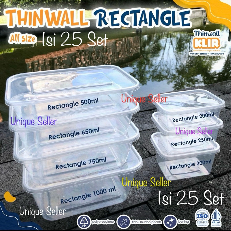 Jual [isi25] Thinwall Rectangle 200 250 300 500 650 750 1000 Ml Klir