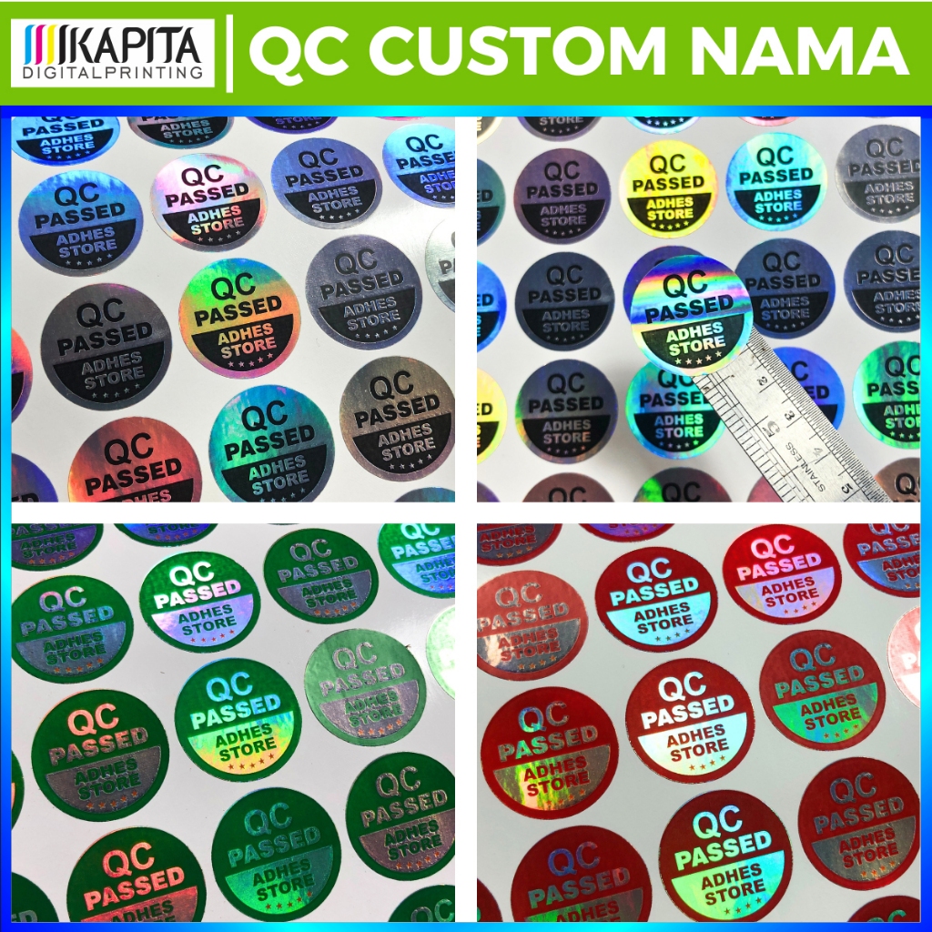 Jual ( 120pcs) Stiker Qc Hologram Custom nama | Stiker Quality Control ...