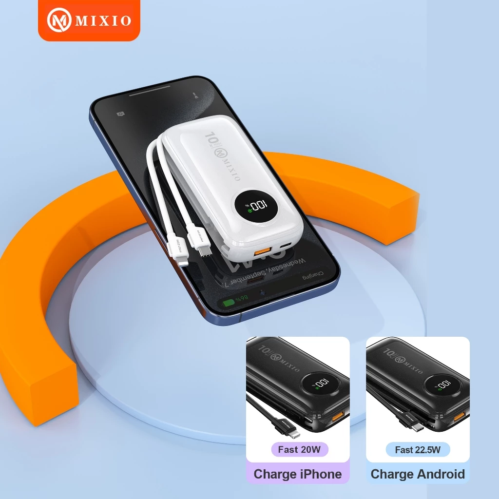 MIXIO MP-07 10000mAh Powerbank Mini 22.5W With Kabel Fast Charging Lightning ios & Type C