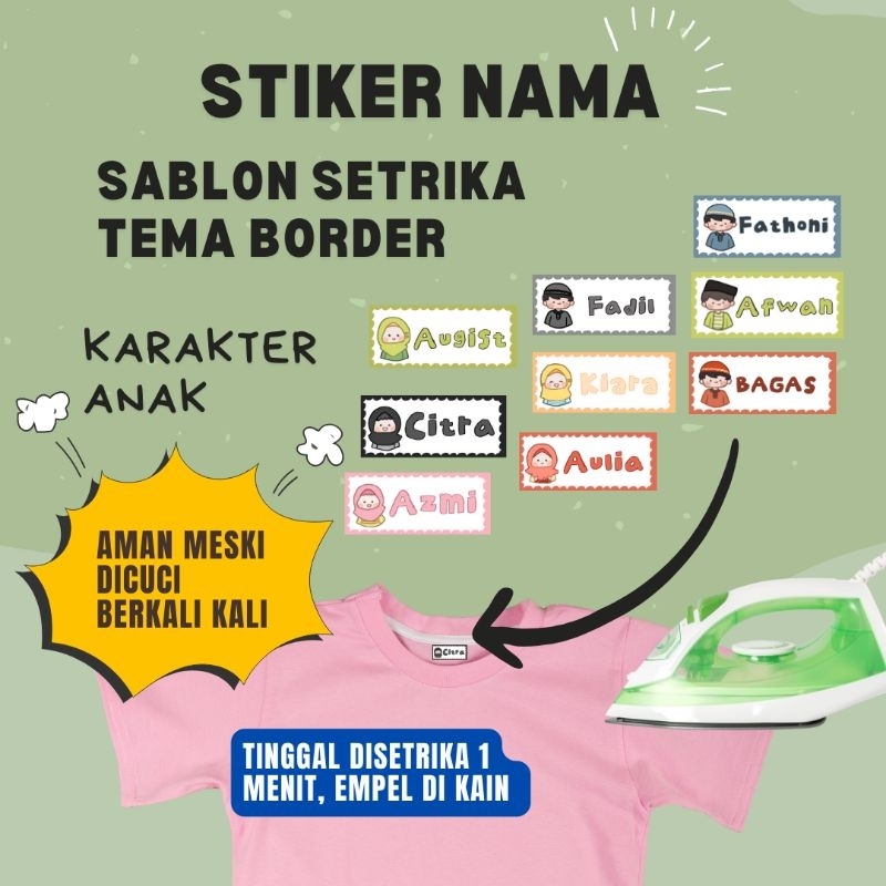 Jual Stiker Label Nama Kain Baju Isi 50Pcs Kaos Sablon Setrika Sticker ...
